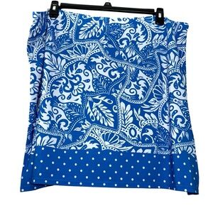 💥2/$15 Susan Graver blue white jacquard print polka dot skirt skort plus size 2X